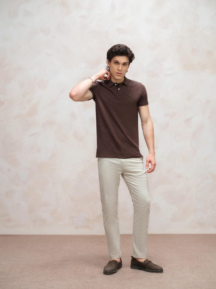 BROWN POPCORN POLO SHIRT
