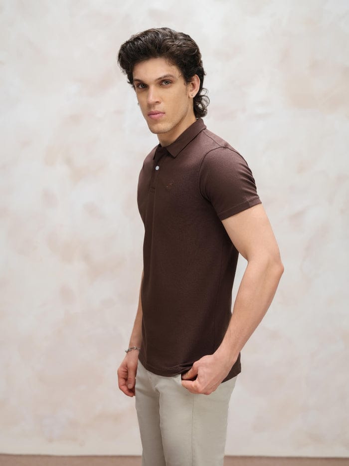BROWN POPCORN POLO SHIRT