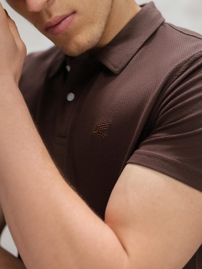 BROWN POPCORN POLO SHIRT