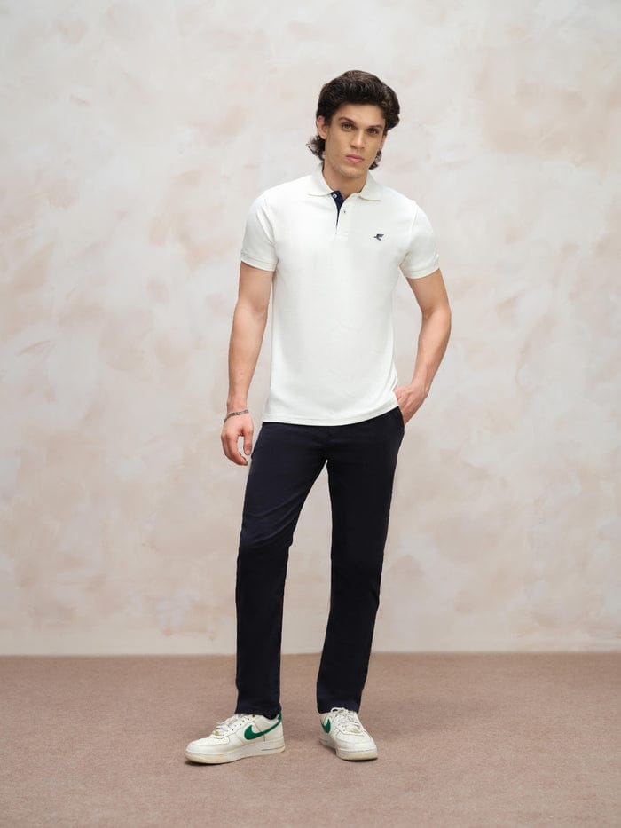 sustian polo  Regular fit  Embroidered logo off white premium polo for men